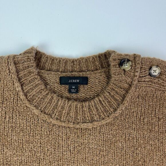 J Crew Pullover Sweater M Brown Wool Alpaca Oversized Chunky cabincore - Picture 6 of 14